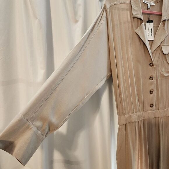 Express X Olivia Culpo Womens Khaki Jumpsuit Size Large NWT - Picture 9 of 14